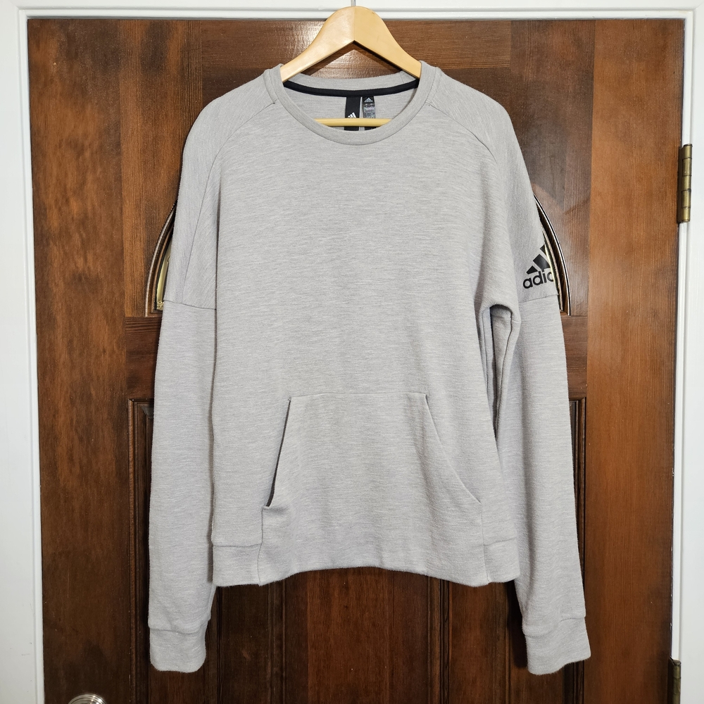 Adidas Gray Crewneck Sweatshirt | Hidden Zip Pocket | Men’s Small